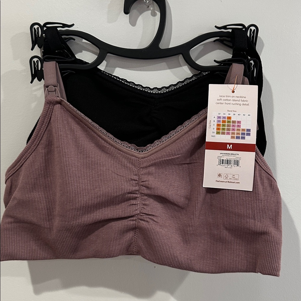 Women's Maternity Ribbed Cotton-Blend Nursing Bralette 2-Pack Size M - Picture 9 of 10
